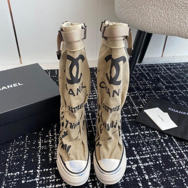 HIGH BOOTS IN TORTILLA BROWN CANVAS