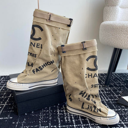 HIGH BOOTS IN TORTILLA BROWN CANVAS