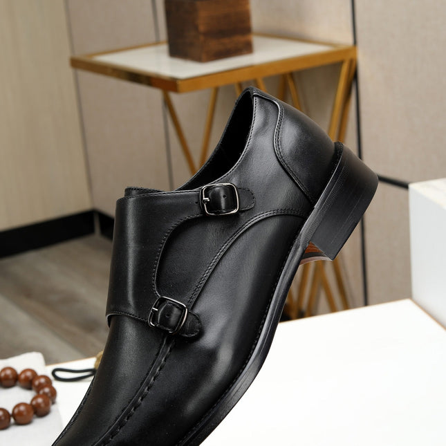 HM DOUBLE MONK STRAP BLACK CALFSKIN
