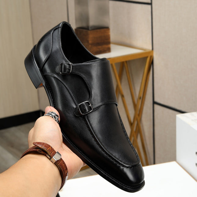 HM DOUBLE MONK STRAP BLACK CALFSKIN