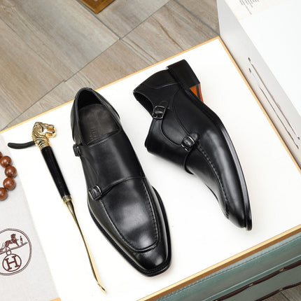 HM DOUBLE MONK STRAP BLACK CALFSKIN
