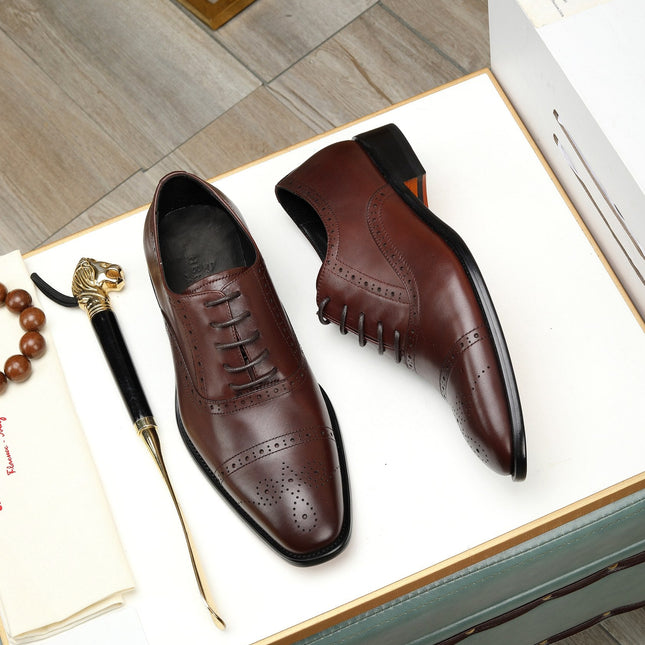 HM OXFORD LACE-UP RUSSET WITH PATTERN CALFSKIN