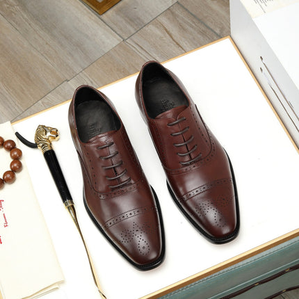 HM OXFORD LACE-UP RUSSET WITH PATTERN CALFSKIN
