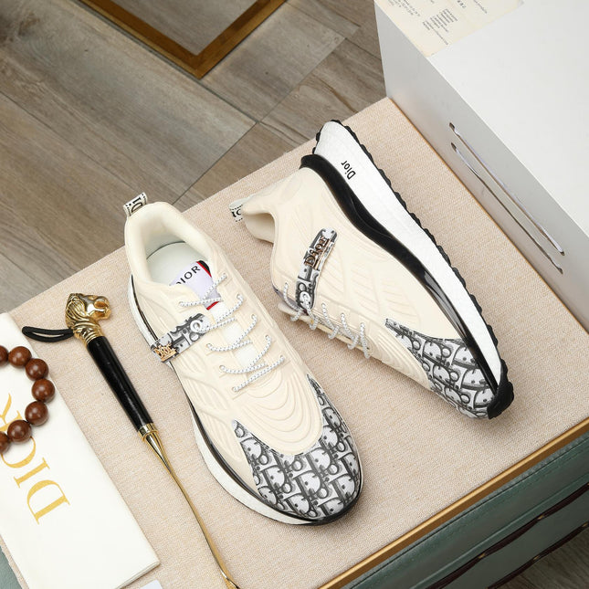 CD RUNNER SNEAKER CREAM AND BLACK CALFSKIN