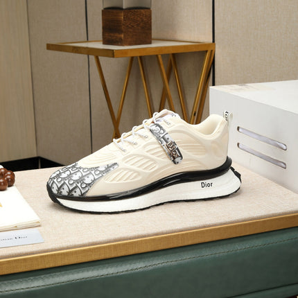 CD RUNNER SNEAKER CREAM AND BLACK CALFSKIN