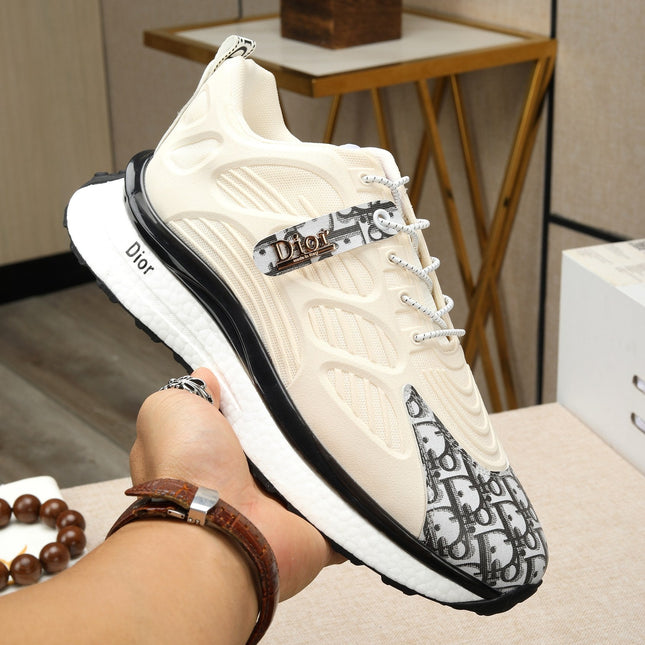 CD RUNNER SNEAKER CREAM AND BLACK CALFSKIN