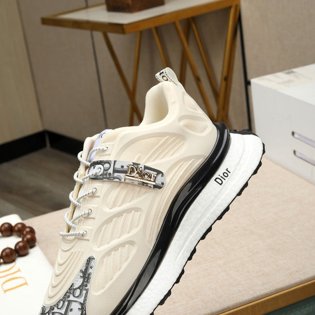 CD RUNNER SNEAKER CREAM AND BLACK CALFSKIN