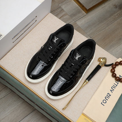 LV AIR FORCE 1 GLOSSY BLACK CALFSKIN WITH MONOGRAM LOGO