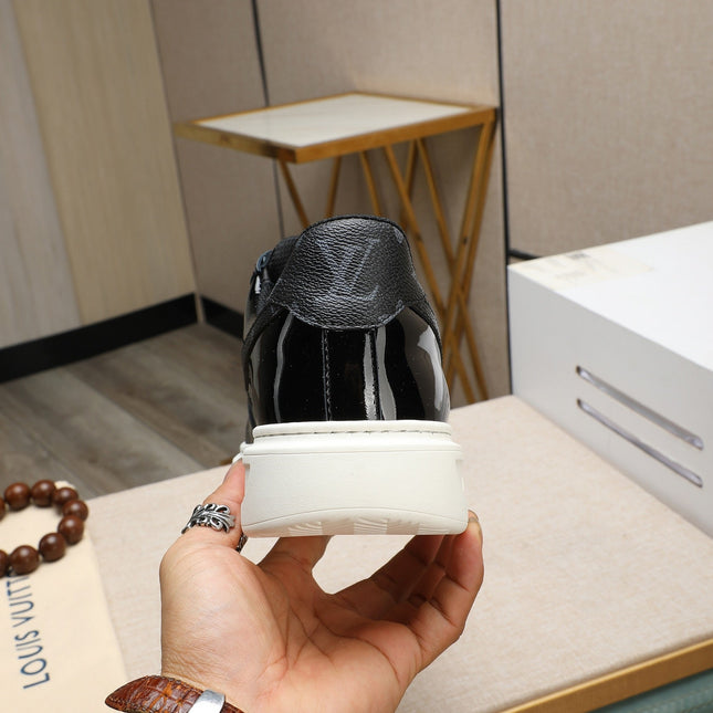 LV AIR FORCE 1 GLOSSY BLACK CALFSKIN WITH MONOGRAM LOGO