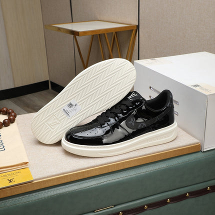 LV AIR FORCE 1 GLOSSY BLACK CALFSKIN WITH MONOGRAM LOGO