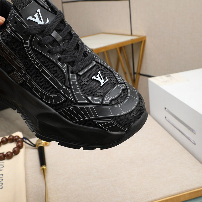 LV TRAINER IN BLACK CALFSKIN AND BREATHABLE MESH