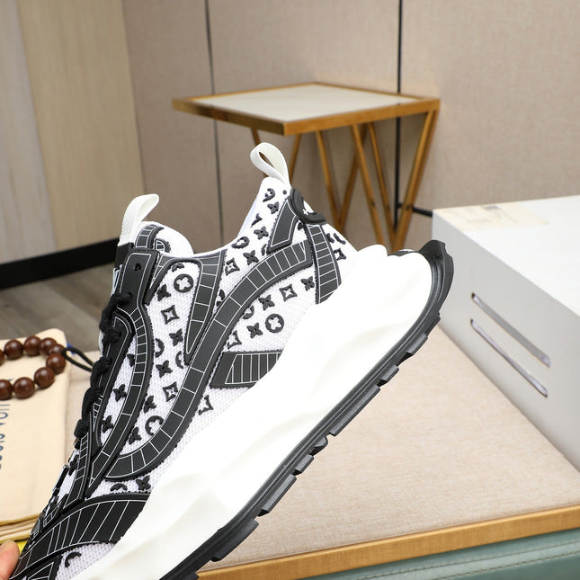 LV TRAINER WHITE MIX BLACK CALFSKIN AND BREATHABLE MESH