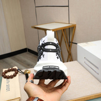 LV TRAINER WHITE MIX BLACK CALFSKIN AND BREATHABLE MESH