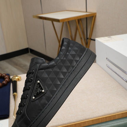 PRA RE-NYLON SNEAKERS IN BLACK LEATHER AND FABRIC