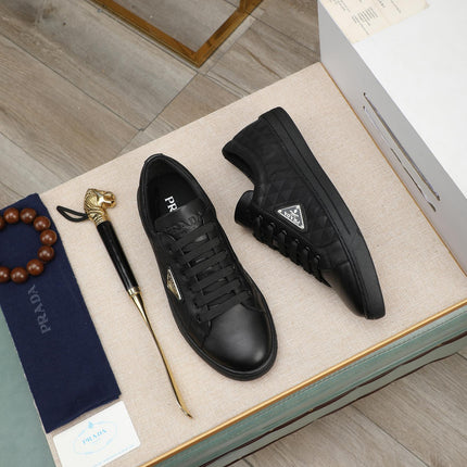 PRA RE-NYLON SNEAKERS IN BLACK LEATHER AND FABRIC