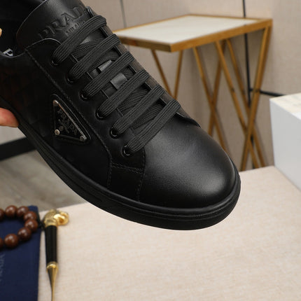 PRA RE-NYLON SNEAKERS IN BLACK LEATHER AND FABRIC