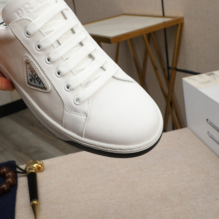 PRA RE-NYLON SNEAKERS IN WHITE LEATHER AND FABRIC