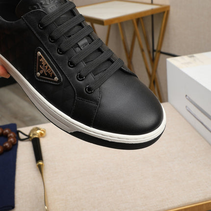 PRA RE-NYLON SNEAKERS IN BLACK MIX WHITE LEATHER AND FABRIC