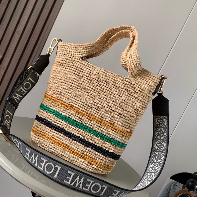 LOE 30 SLIT BAG IN COLORFUL RAFFIA AND CALFSKIN