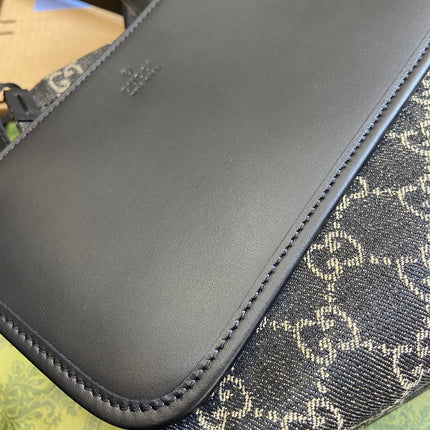 OPHIDIA GG 27 MEDIUM TOTE BAG BLACK DENIM