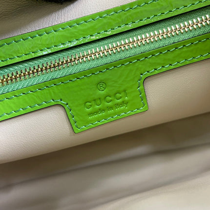 JACKIE SMALL SHOULDER BAG 27 IN LIME GREEN CRACKED LACQUER CALFSKIN GOLD HARDWARE