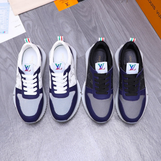 LV SNEAKER BLACK MIX NAVY BLUE CALFSKIN AND GREY MESH BREATHABLE