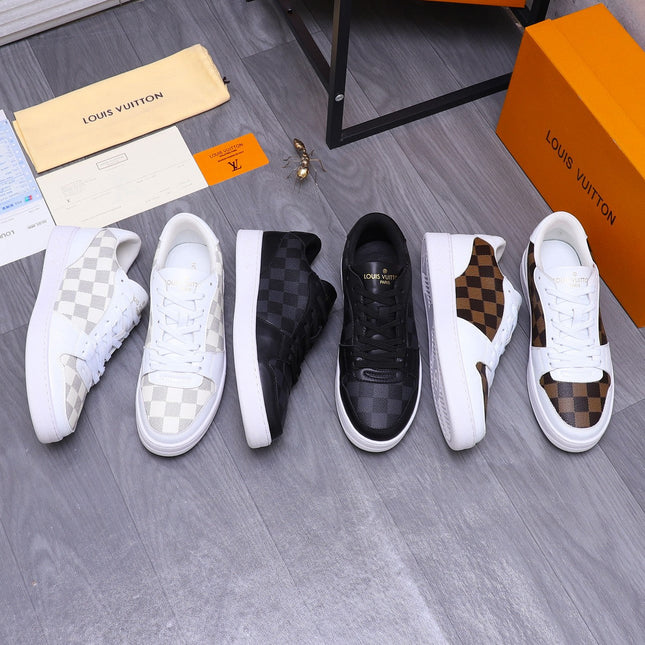 LV TRAINER SHOES IN WHITE MIX GREY DAMIER CALFSKIN