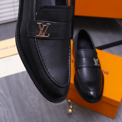 LV SAINT GERMAIN LOAFER BLACK GRAIN CALFSKIN WITH SILVER LOGO