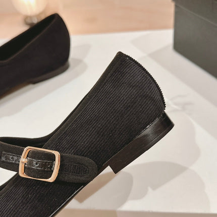 mary jane flat black corduroy