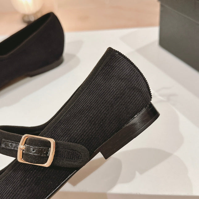 mary jane flat black corduroy