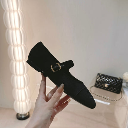mary jane flat black corduroy