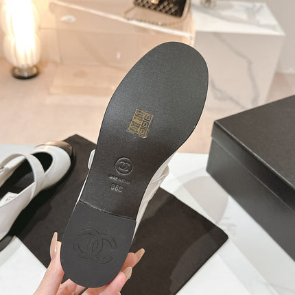mary jane flat white black patent calfskin