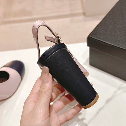 HIGH SLINGBACKS LIGHT PINK MIX BLACK SHEEPSKIN