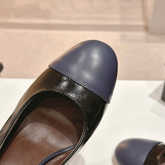 HIGH SLINGBACKS BLACK MIX VIOLET SHEEPSKIN