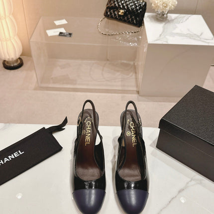 HIGH SLINGBACKS BLACK MIX VIOLET SHEEPSKIN