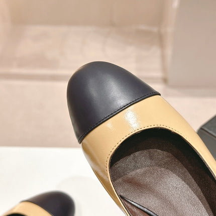 SLINGBACKS PEANUT BROWN MIX BLACK SHEEPSKIN