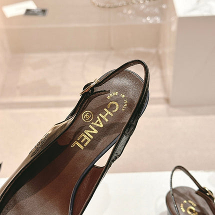 SLINGBACKS IN BLACK SHEEPSKIN