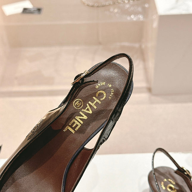 SLINGBACKS IN BLACK SHEEPSKIN