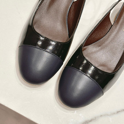 SLINGBACKS IN BLACK SHEEPSKIN