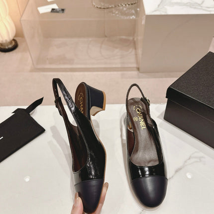 SLINGBACKS IN BLACK SHEEPSKIN