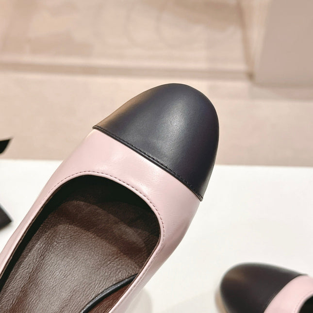 SLINGBACKS LIGHT PINK MIX BLACK SHEEPSKIN