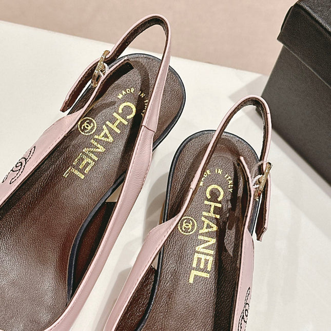 SLINGBACKS LIGHT PINK MIX BLACK SHEEPSKIN