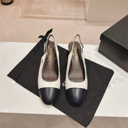 SLINGBACKS WHITE MIX BLACK SHEEPSKIN