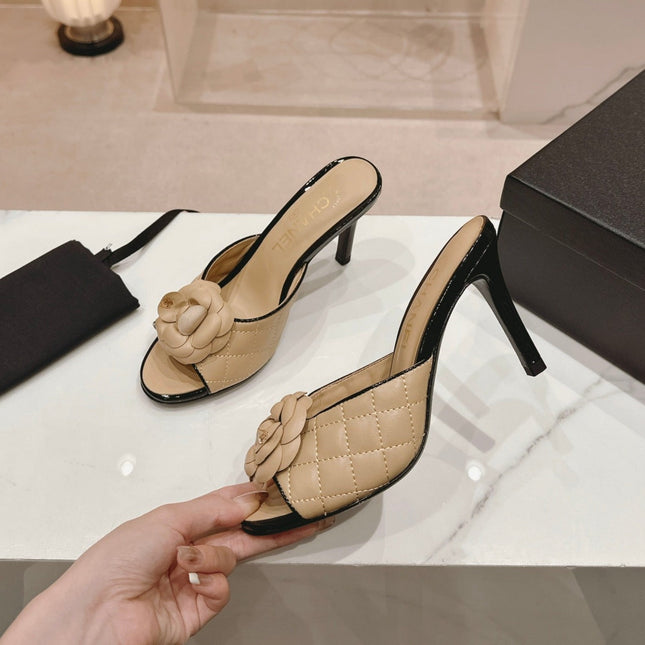 Double C New Camellia High Heel Beige Cream