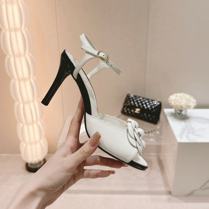 Double C New Camellia High Heel Sandals White
