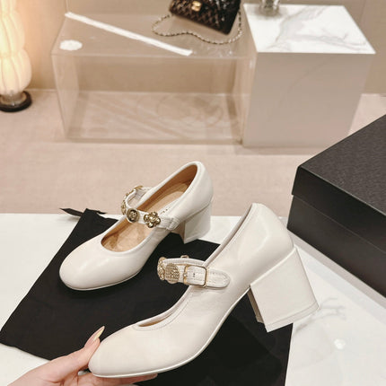 MARY JANE SHOES WHITE LAMBSKIN