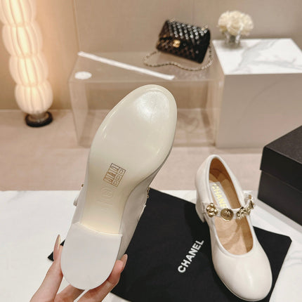 MARY JANE SHOES WHITE LAMBSKIN