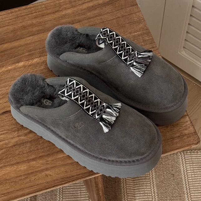 TAZZLE SLIPPER IN GRAPHITE GRAY SUEDE