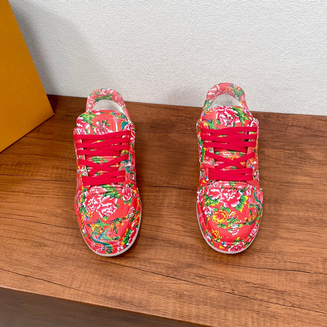 LV TRAINER RED PATTERN MONOGRAM CALFSKIN
