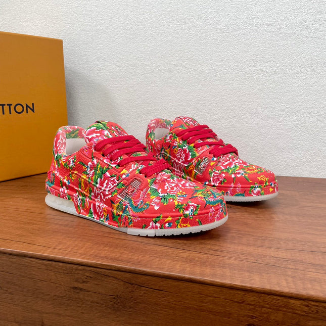 LV TRAINER RED PATTERN MONOGRAM CALFSKIN